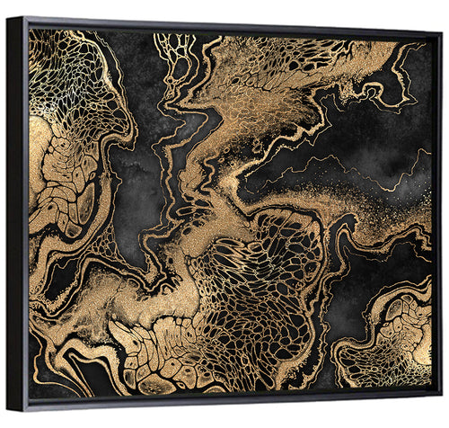 Black Marble with Gold Veins Wall Art