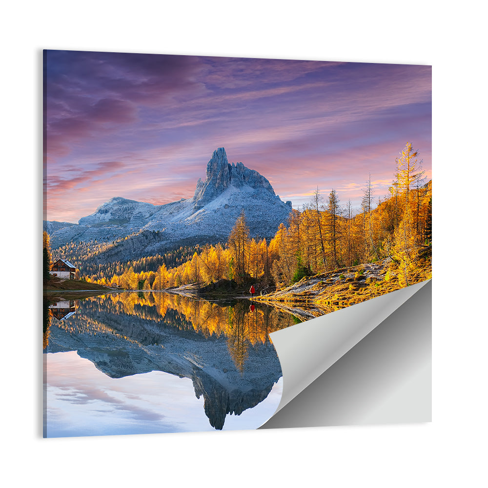 Lake Federa In Dolomites At Sunset Wall Art