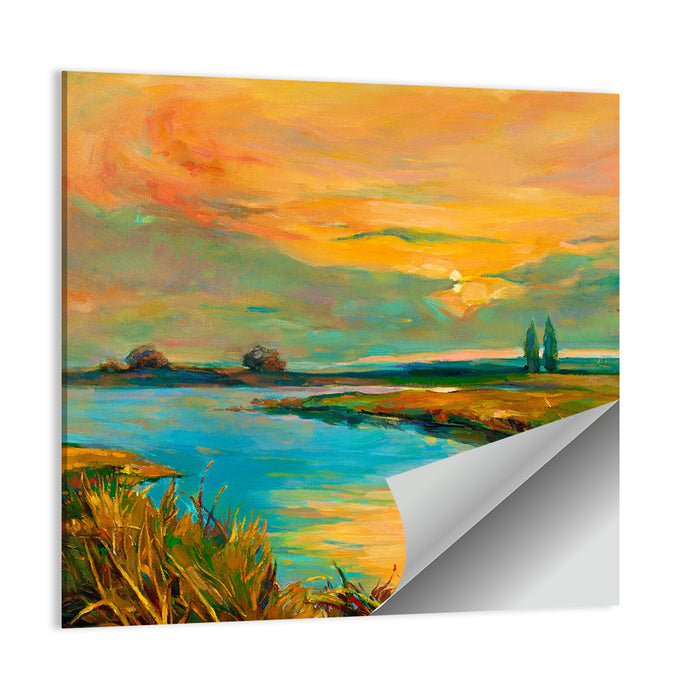 Rural Lake at Sunset Wall Art as a poster print