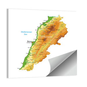 Lebanon Physical Map Wall Art