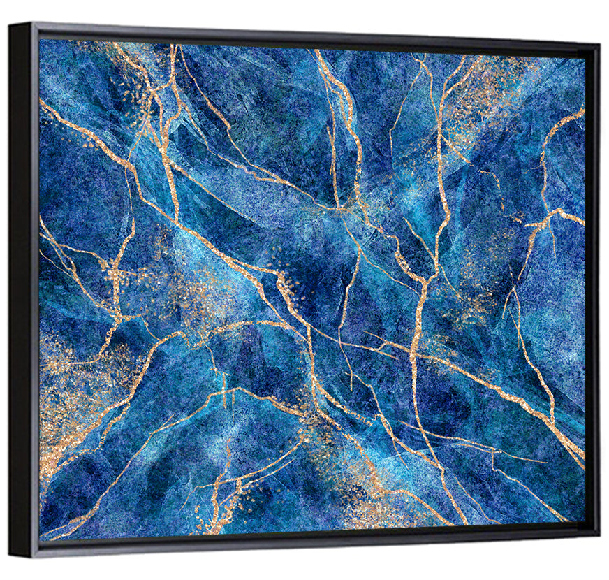 Blue Marble with Gold Veins Wall Art