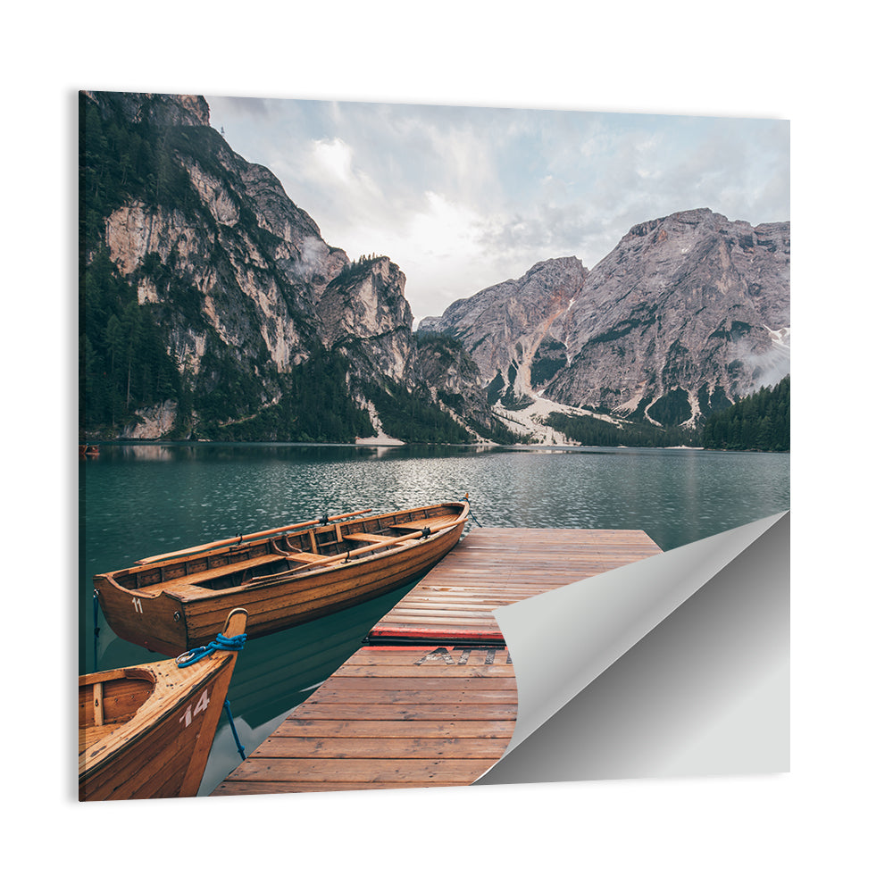 Lago Di Braies Dock, Dolomites Wall Art