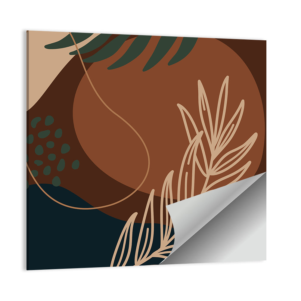 Brown Geometric Palm Leaf Wall Art
