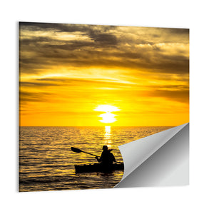 Fisherman In Ocean Sunset Wall Art