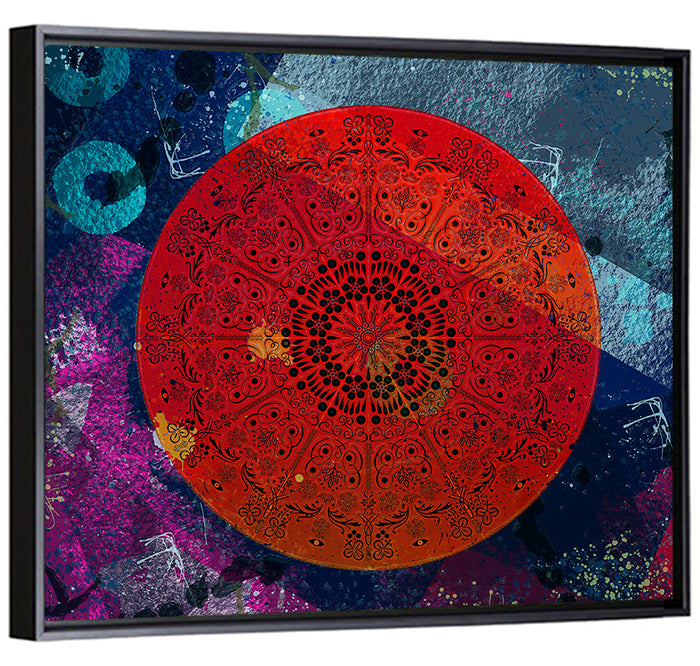 Vibrant Mandala Design Wall Art as a framed canvas