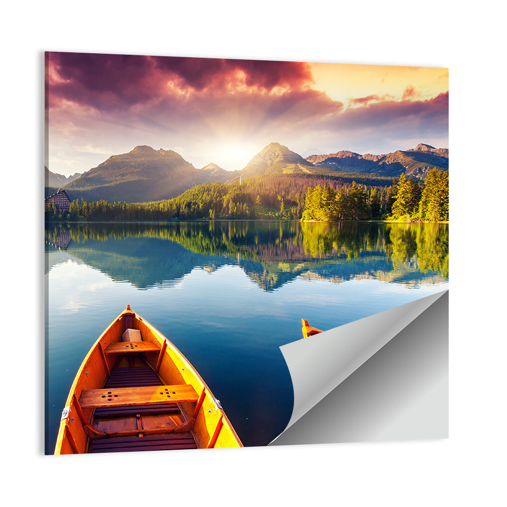 Three Boats on Slovak Mountain Lake Wall Art