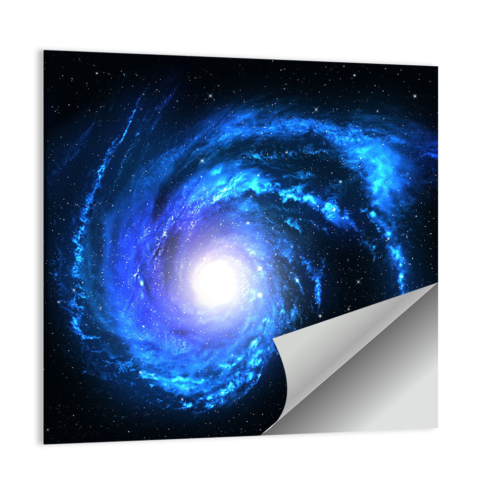 Glowing Blue Spiral Galaxy Wall Art