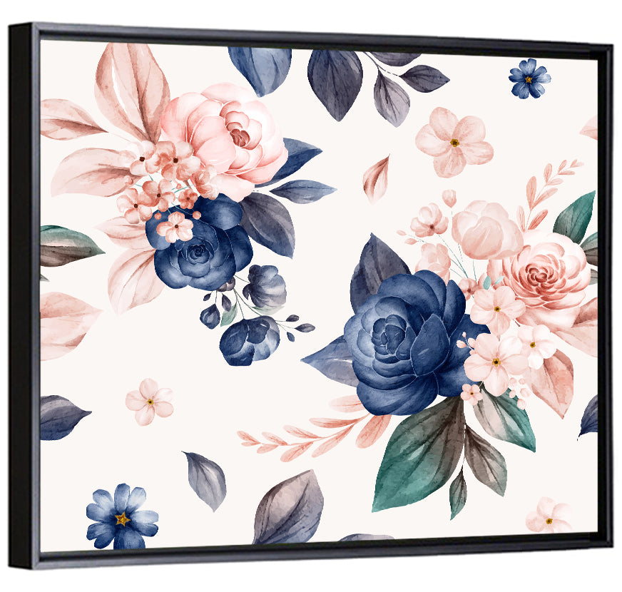 Peach Watercolor Rose Pattern Wall Art