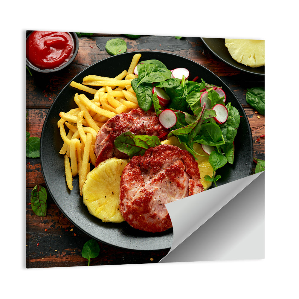 Fried Gammon Steak With Fries Wall Art