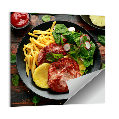 Fried Gammon Steak With Fries Wall Art