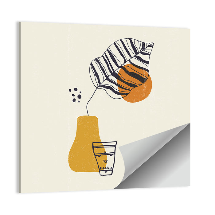 Striped Leaf Minimalist Botanical Wall Art as a poster print