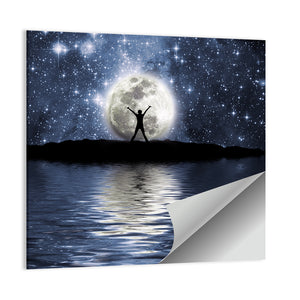 Man Infront Of Moon Wall Art