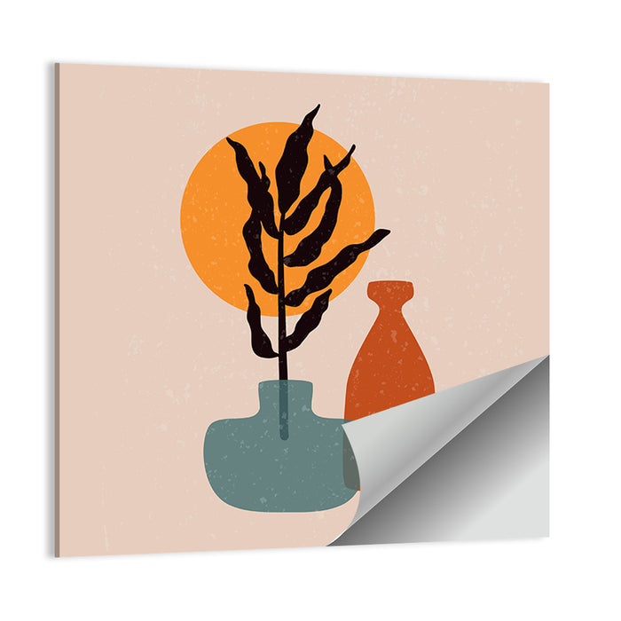 Terracotta Sun Floral Vase Wall Art as a poster print