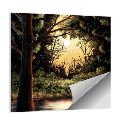 Warm Lake In Woods Wall Art