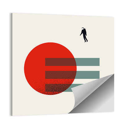 Minimalist Astronaut and Red Planet Wall Art