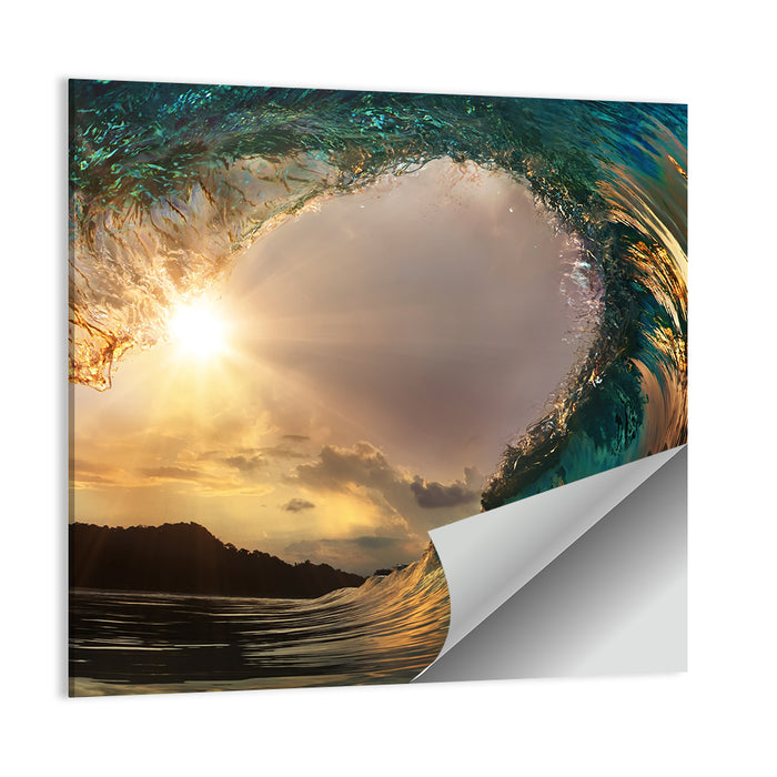 Surfing Barrel at Sunset Wall Art as a poster print