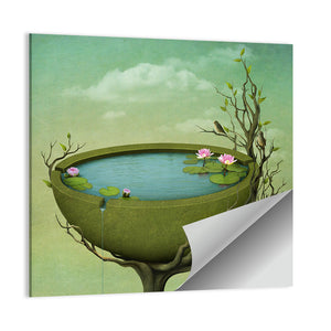 Beautiful Lake With Flowers Wall Art