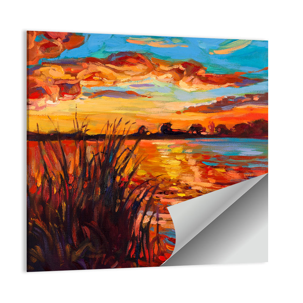Golden Sunset Over Lake Wall Art