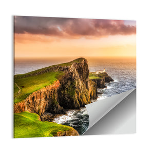 Ocean Coast Sunset At Neist Point Lighthouse Wall Art