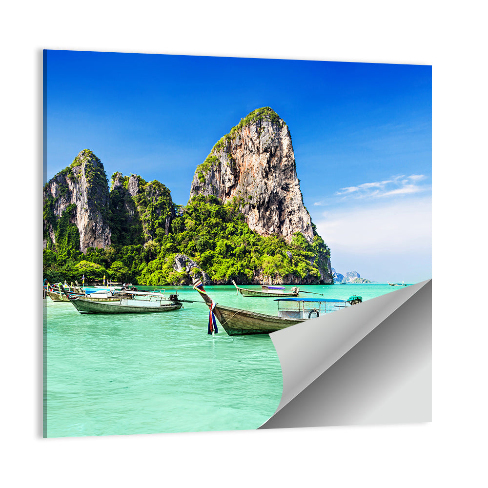 Railay Beach Long-tail Boats Wall Art