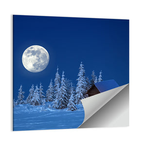 Wooden House In Winter Forest Wall Art