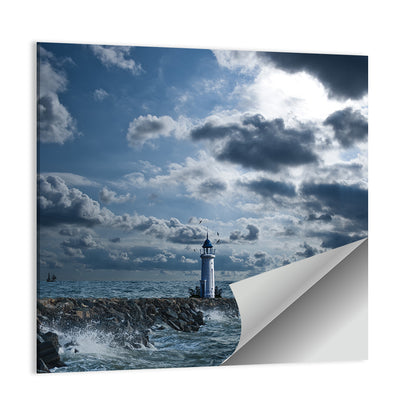 Lighthouse Under Storm Wall Art