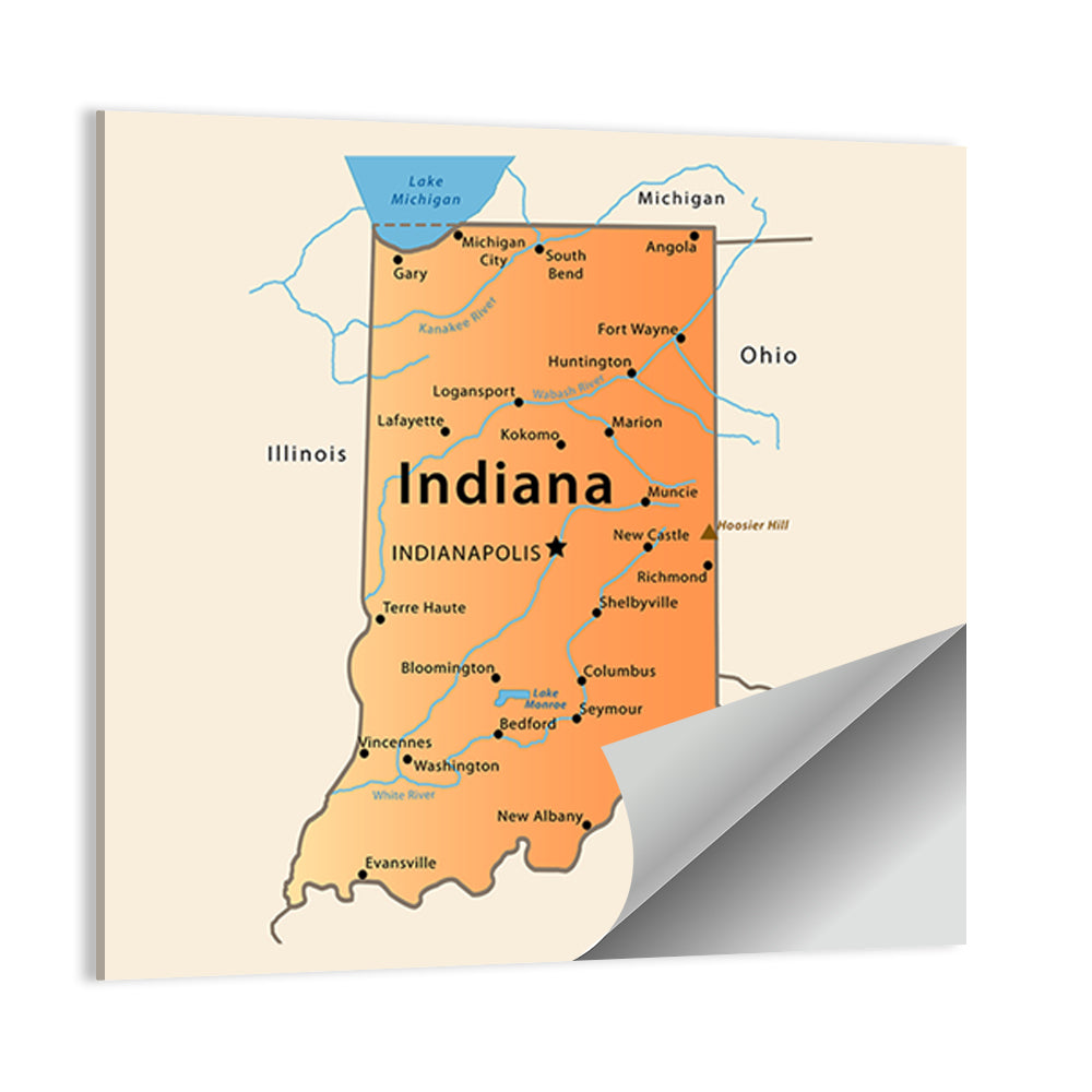 Indiana State Map Wall Art