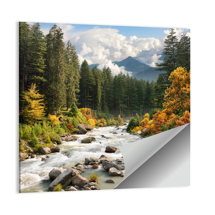 Autumn Mountain Stream with Rapids Wall Art as a poster print