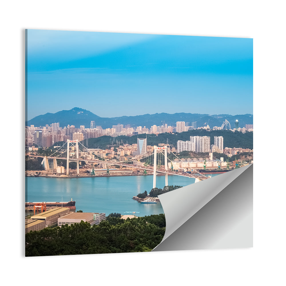 Haicang Suspension Bridge at Dusk Wall Art