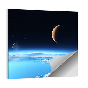 Ice Planet With Moon Wall Art