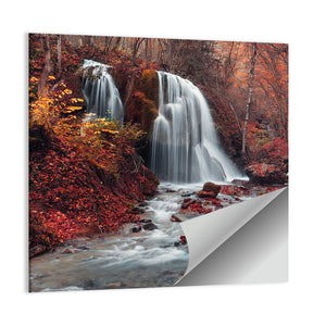 Autumn Forest Waterfall In Crimea Wall Art