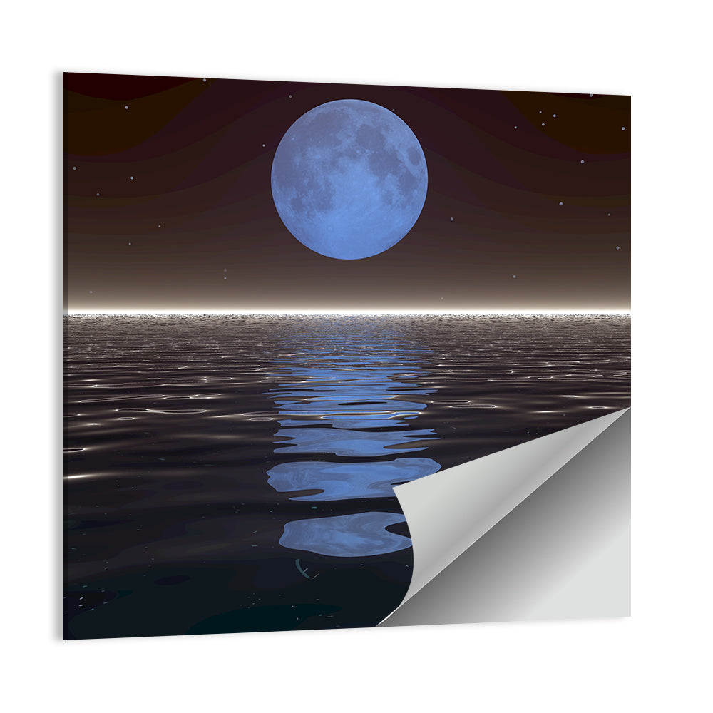 Surreal Moonset Over Reflective Sea Wall Art