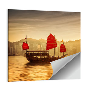 Victoria Harbor Skyline Sunset Wall Art