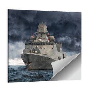 Military Ship On Sea Wall Art