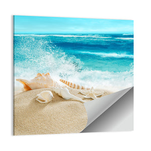 Tropical Beach & Splashing Waves Wall Art