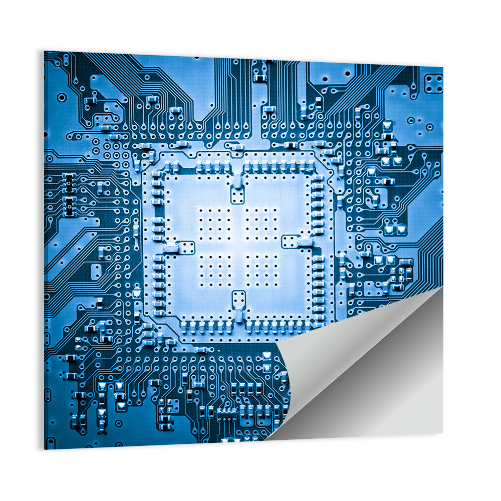 Blue Circuit Board Close-up Wall Art