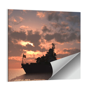 Military Ship In The Sea Wall Art