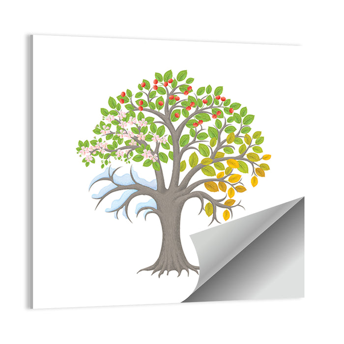 Minimalist Four Seasons Tree Wall Art as a poster print