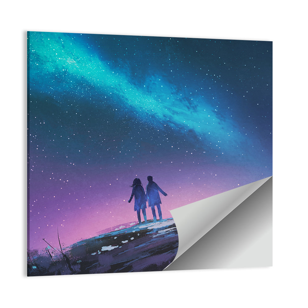 Milky Way Nightscape with Silhouetted Couple Wall Art