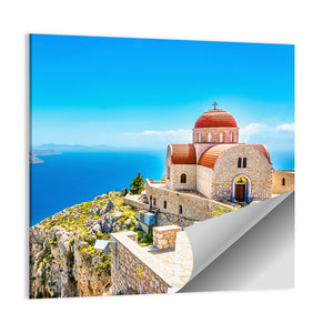 Greece Church On Cliff Of Sea Wall Art