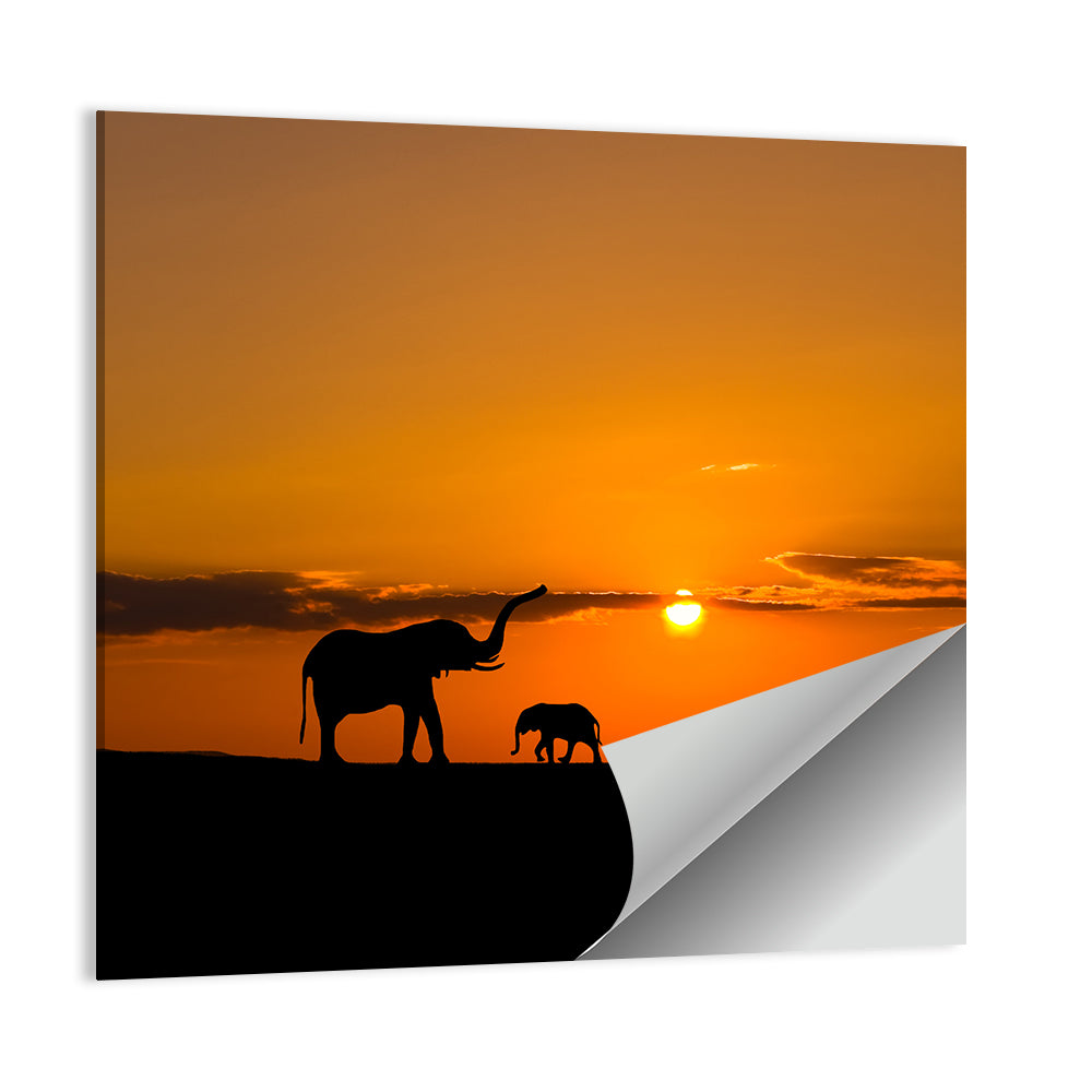 Savannah Elephant Silhouettes Wall Art