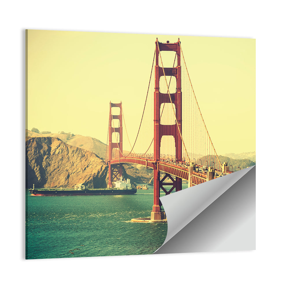 Golden Gate Bridge with Cargo Ship Wall Art