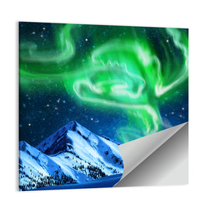 Northern Lights Over Snowy Mountains Wall Art