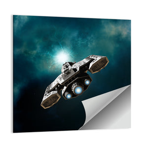 Spaceship In Deep Space Wall Art