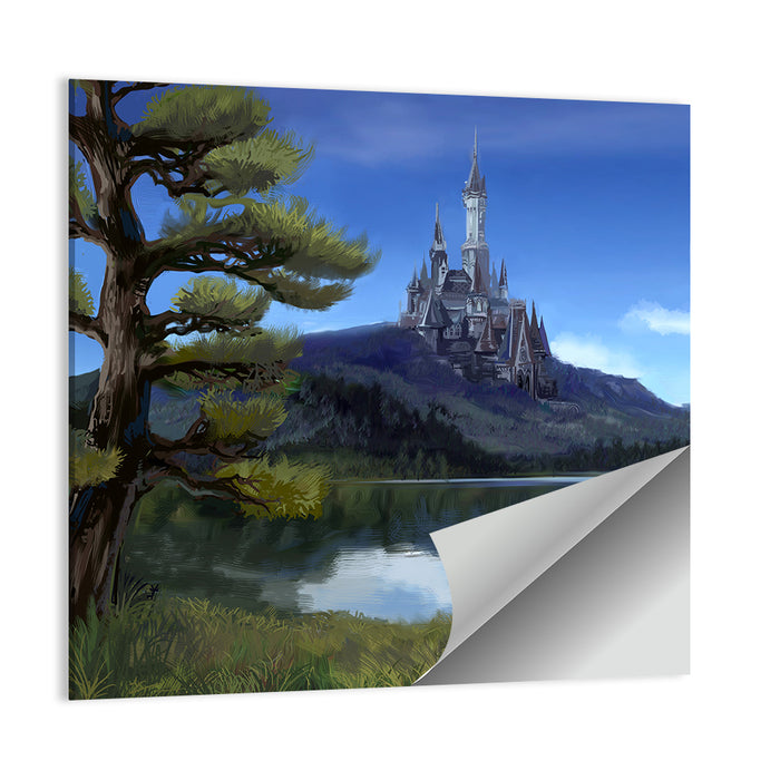 Moonlit Medieval Castle Wall Art as a poster print