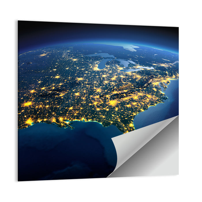 North America at Night from Space Wall Art as a poster print