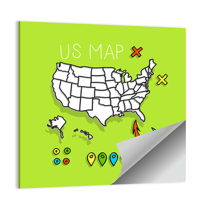 Hand Drawn US Map Wall Art