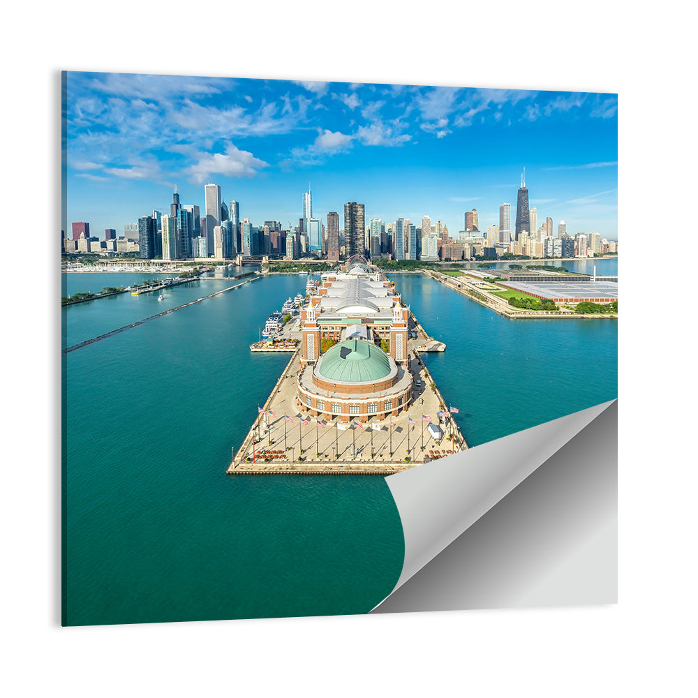 Chicago Navy Pier Aerial View Wall Art