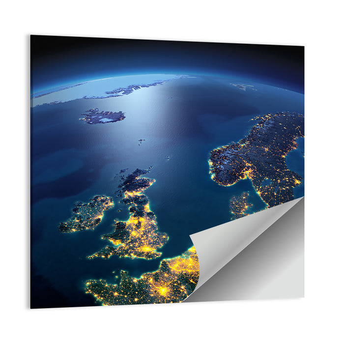 Illuminated United Kingdom from Space Wall Art as a poster print