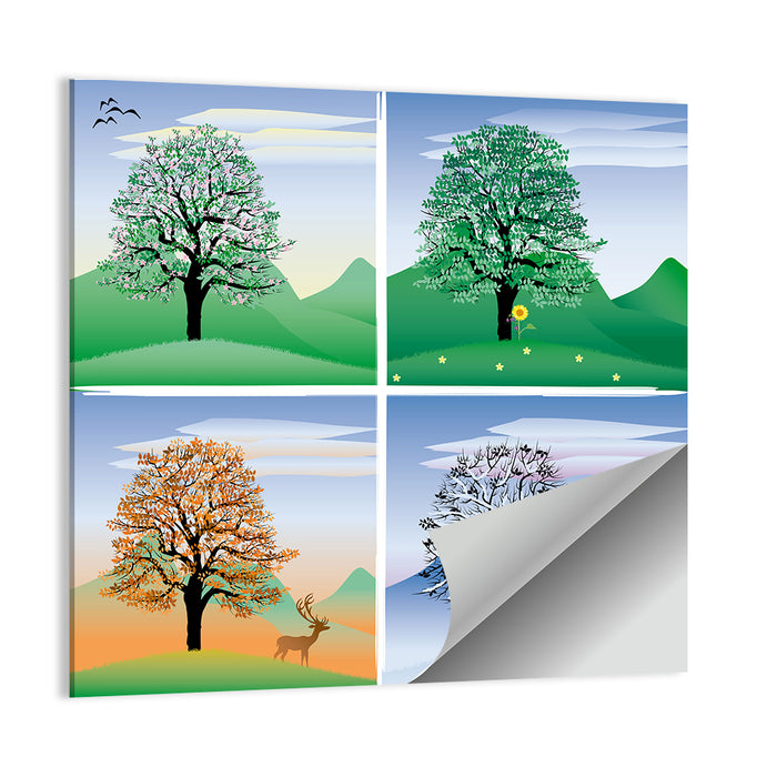 Four Seasons Tree Quadrants Wall Art as a poster print